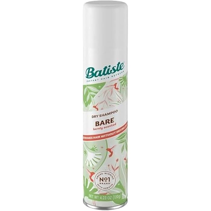 Batiste Dry Shampoo in Bare 200ml, Barely Scented Light Fragrance, No Rinse Spray to Refresh Hair in Between Washes - Image 1